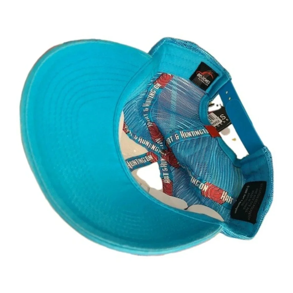 Hart & Huntington Cap Skull Rose Turquoise Blue Snapback Trucker Hat vintage